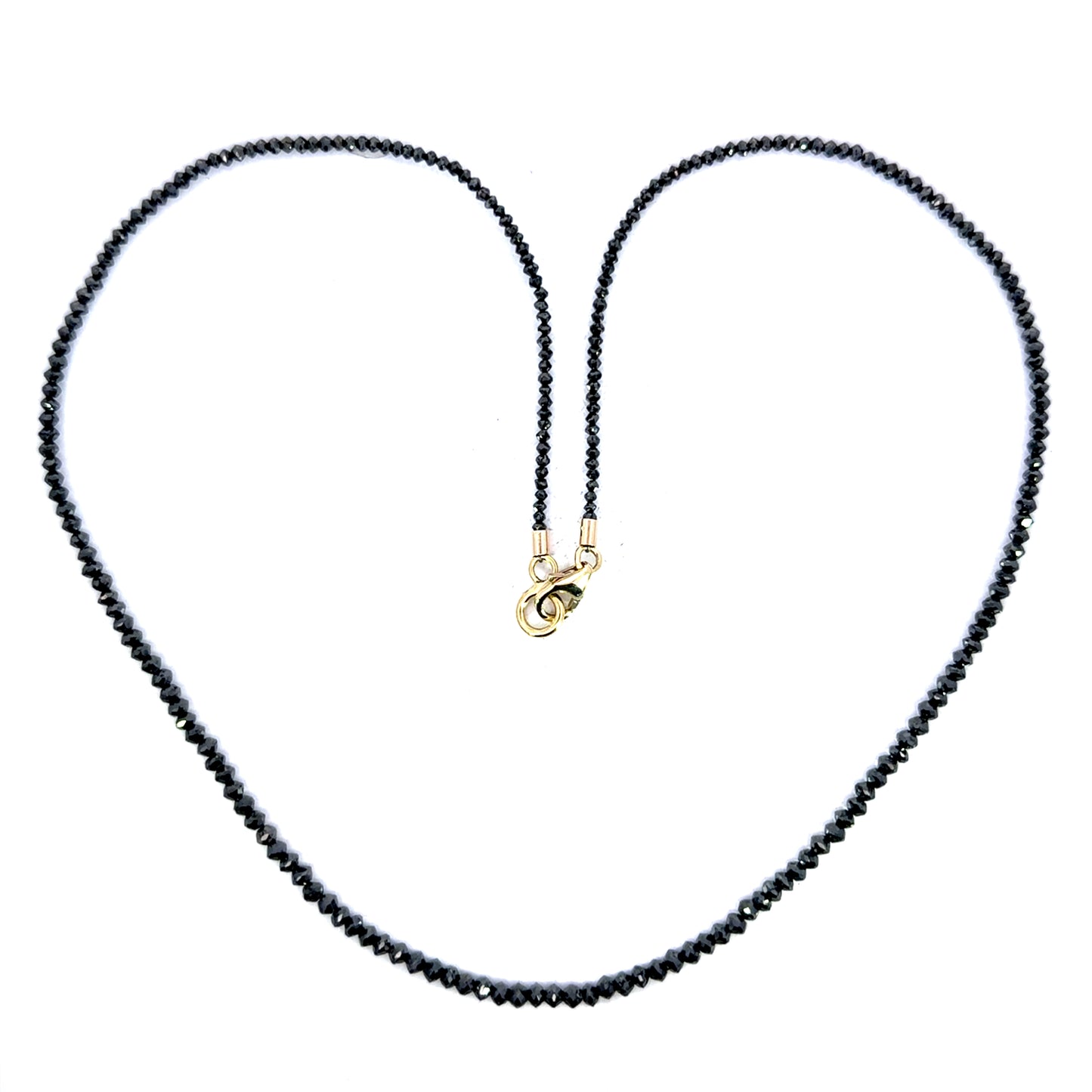 15.26ct Black Diamond Necklace with Yellow Gold Clasp