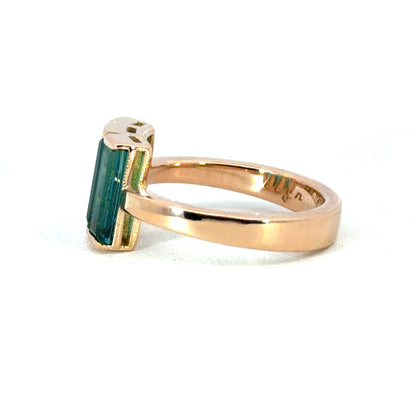 3 Blue Tourmaline 18k Rose Gold Ring