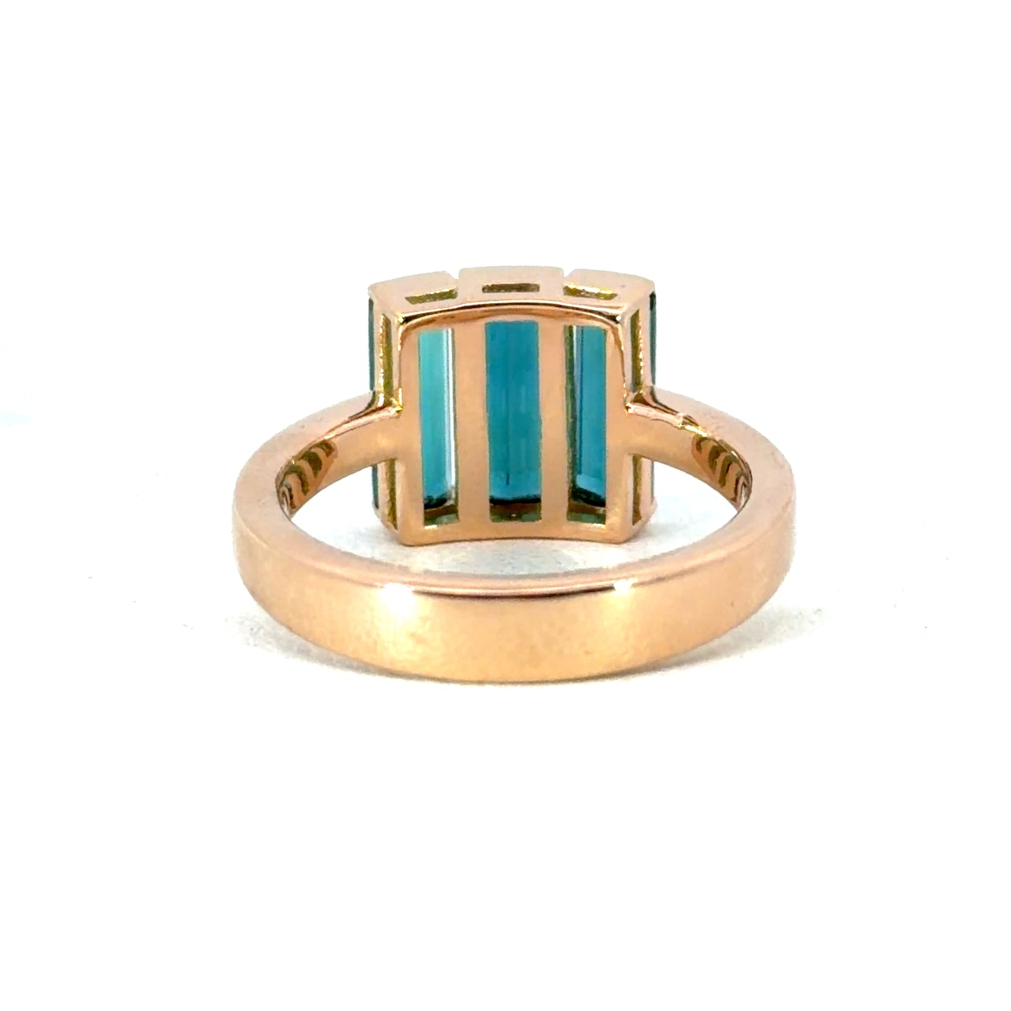 3 Blue Tourmaline 18k Rose Gold Ring