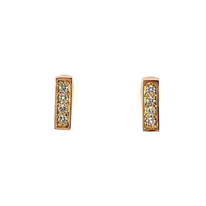 18k Rose Gold Bead Set Champagne Diamond Mini Bar Studs