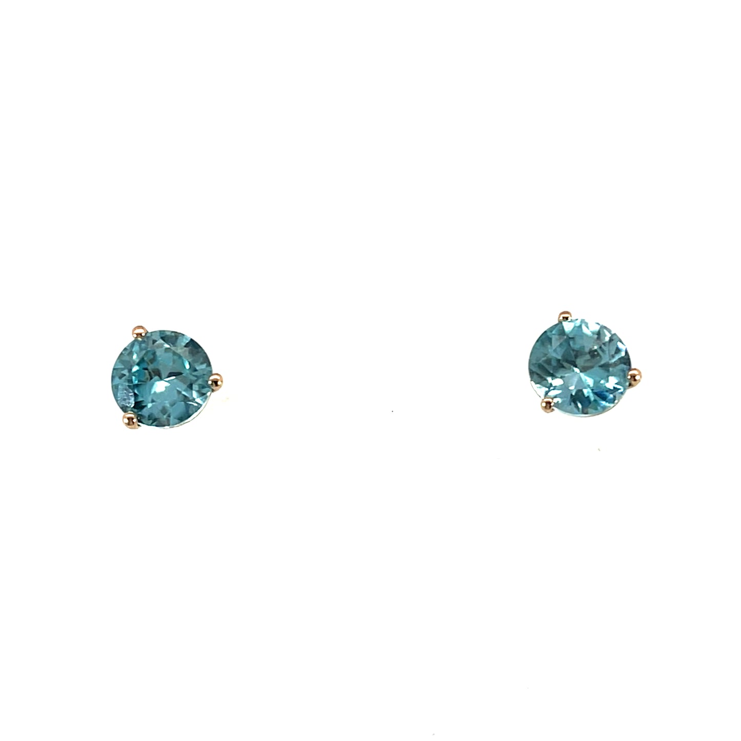 18k Rose Gold Blue Zircon Martini Studs