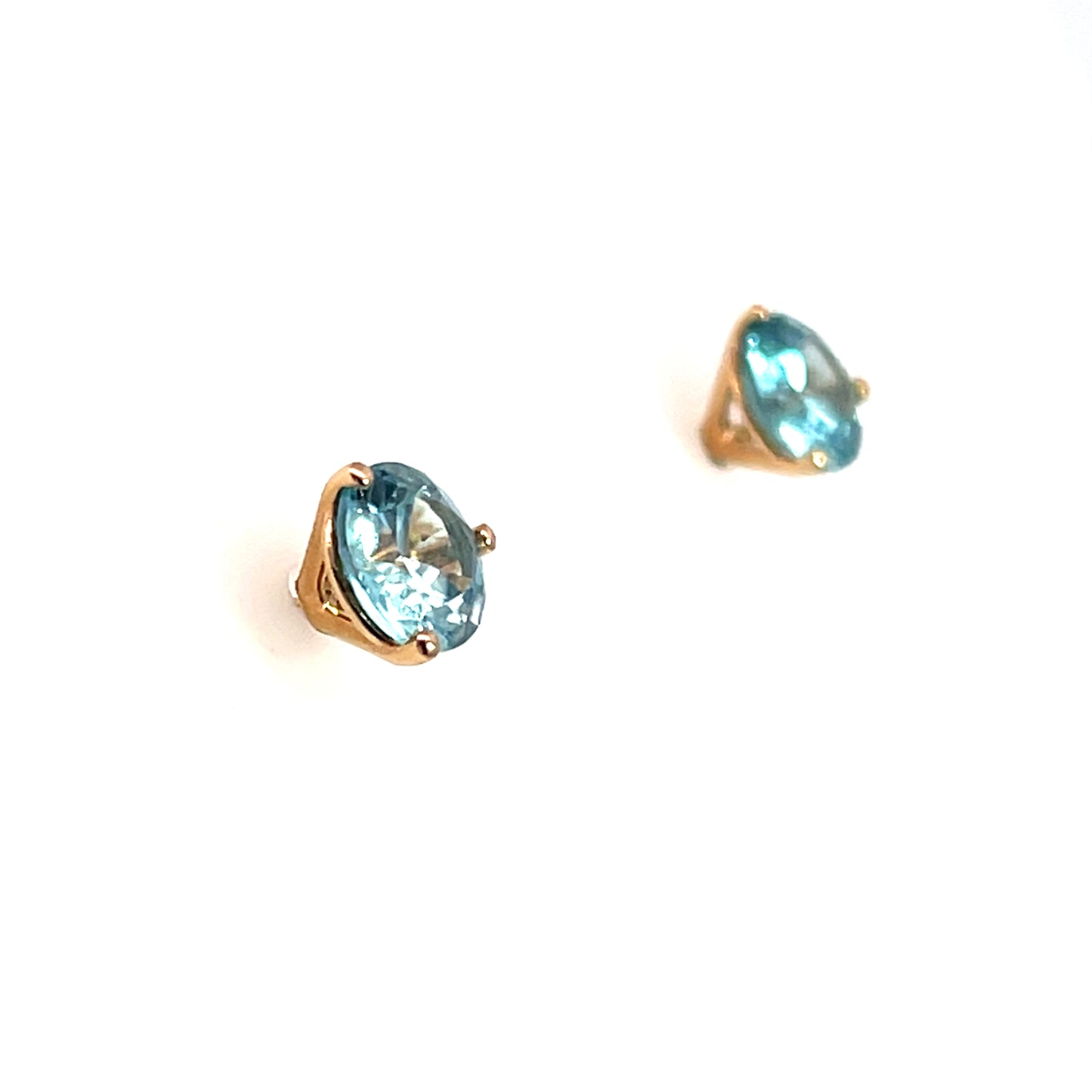 18k Rose Gold Blue Zircon Martini Studs