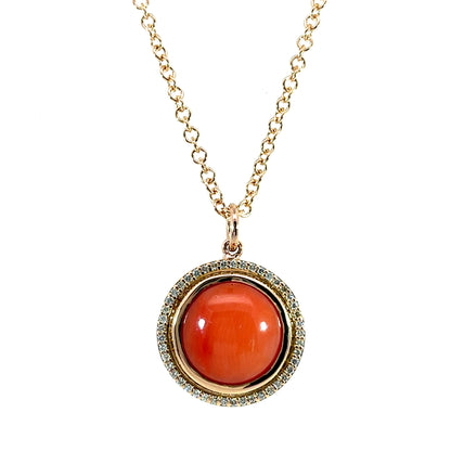 18k Rose Gold Bustamite Pendant with a Champagne Diamond Halo