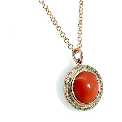 18k Rose Gold Bustamite Pendant with a Champagne Diamond Halo