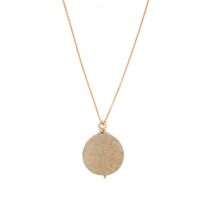 Cream Druzy Pendant with 18k Rose Gold