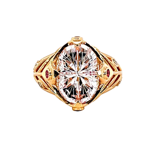 18k Rose Gold Morganite Skeletal Ring