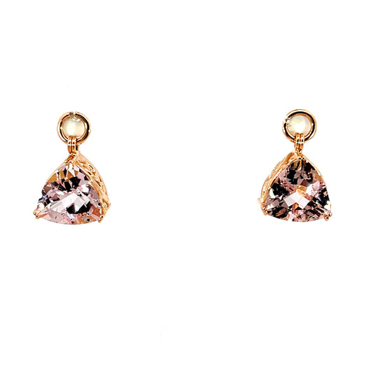 18k Rose Gold Trillion Morganite Earring Jackets
