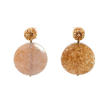 Pink Druzy Earring Jackets with 18k Rose Gold