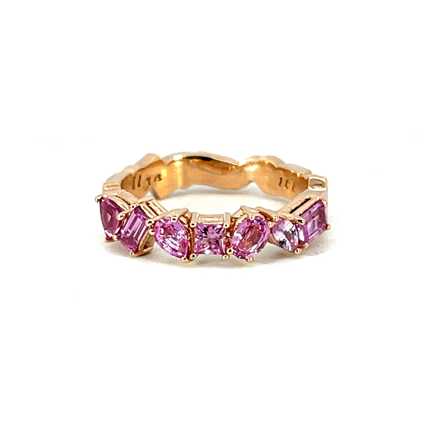 18k Rose Gold Pink Sapphire Mixed Shape Band