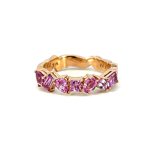 18k Rose Gold Pink Sapphire Mixed Shape Band