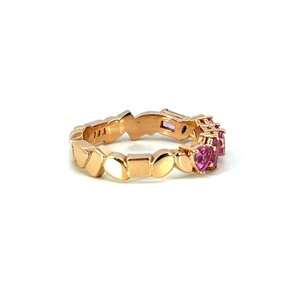 18k Rose Gold Pink Sapphire Mixed Shape Band