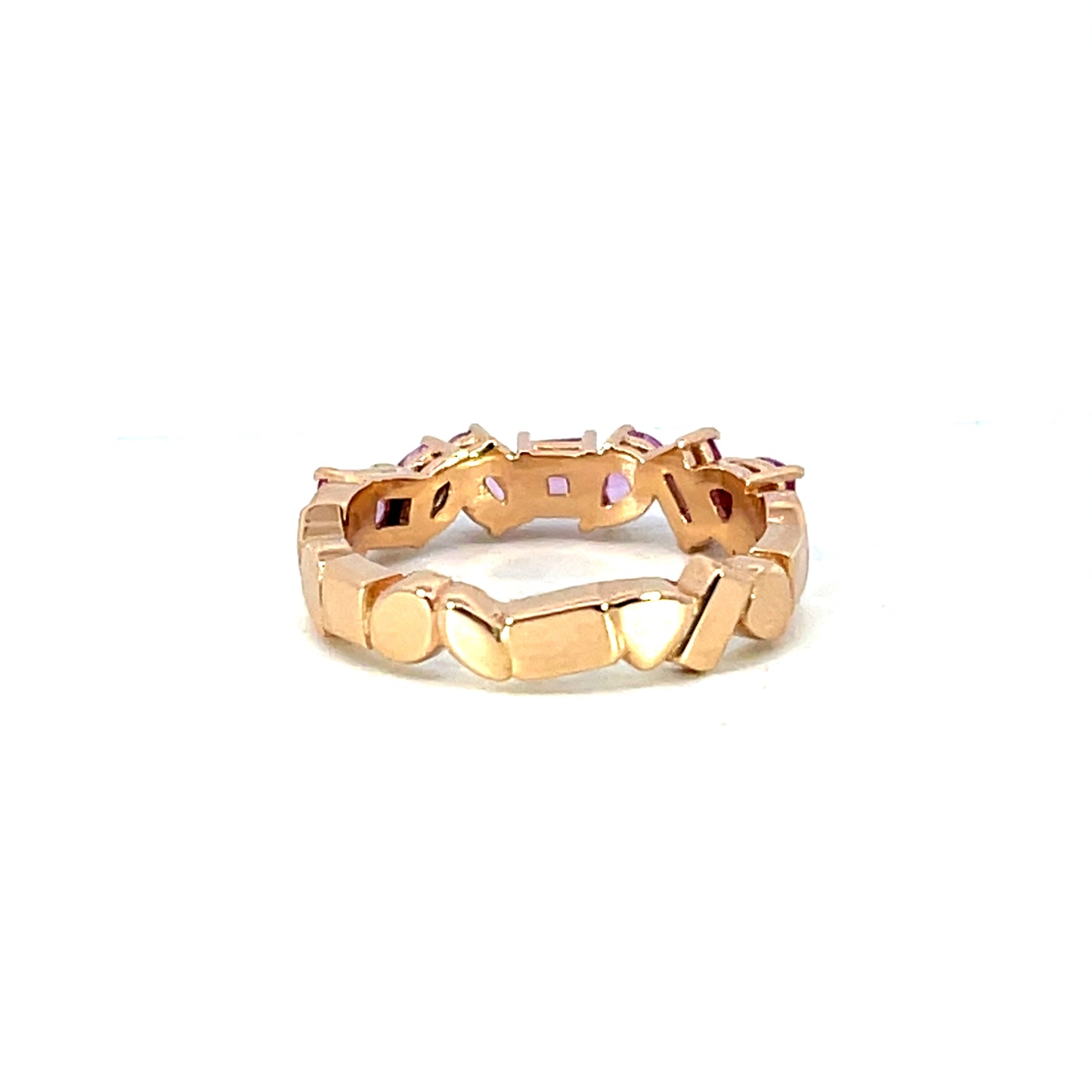 18k Rose Gold Pink Sapphire Mixed Shape Band