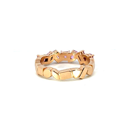 18k Rose Gold Pink Sapphire Mixed Shape Band