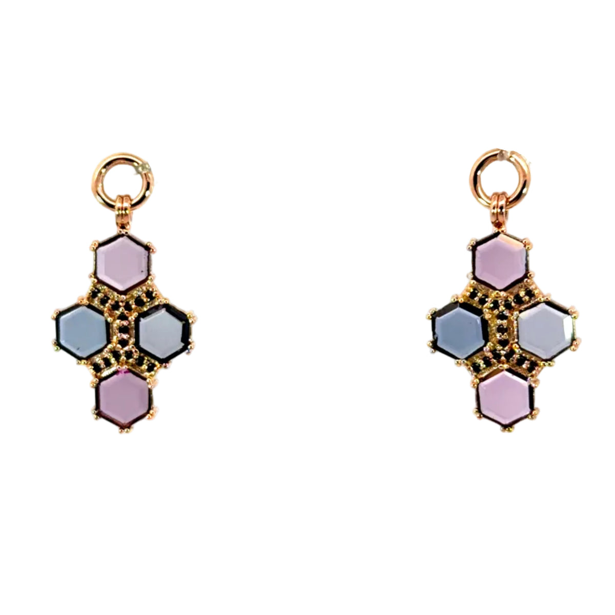 18k Rose Gold Blue/Purple Hexagon Spinel Earring Jackets