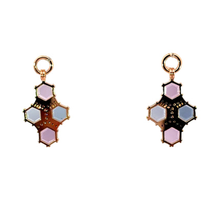 18k Rose Gold Blue/Purple Hexagon Spinel Earring Jackets