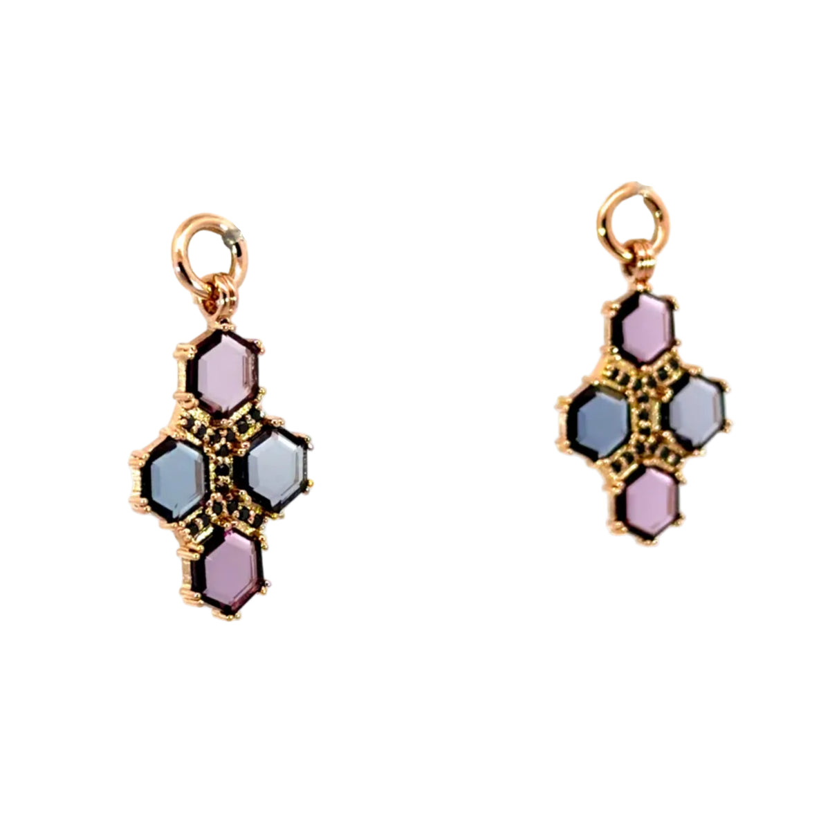 18k Rose Gold Blue/Purple Hexagon Spinel Earring Jackets