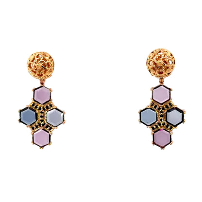 18k Rose Gold Blue/Purple Hexagon Spinel Earring Jackets