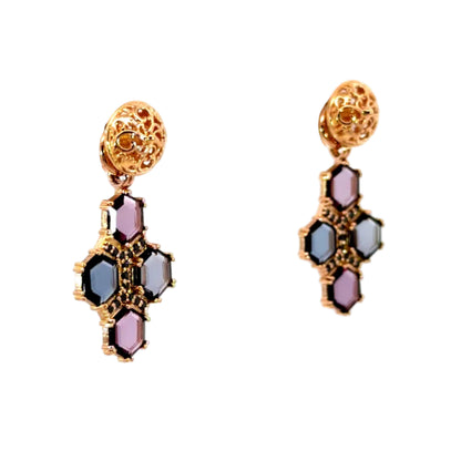 18k Rose Gold Blue/Purple Hexagon Spinel Earring Jackets