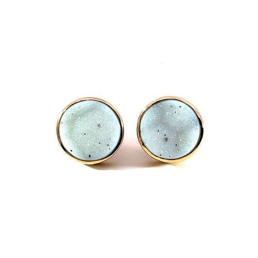 18k Rose Gold Studs with White Druzy