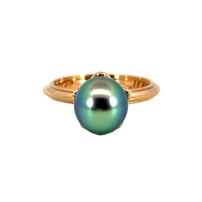18k Rose Gold Blue-Green Tahitian Pearl Ring