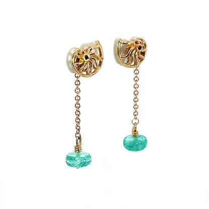 18k Rose Gold Afghan Tourmaline Dangle Earring Jackets