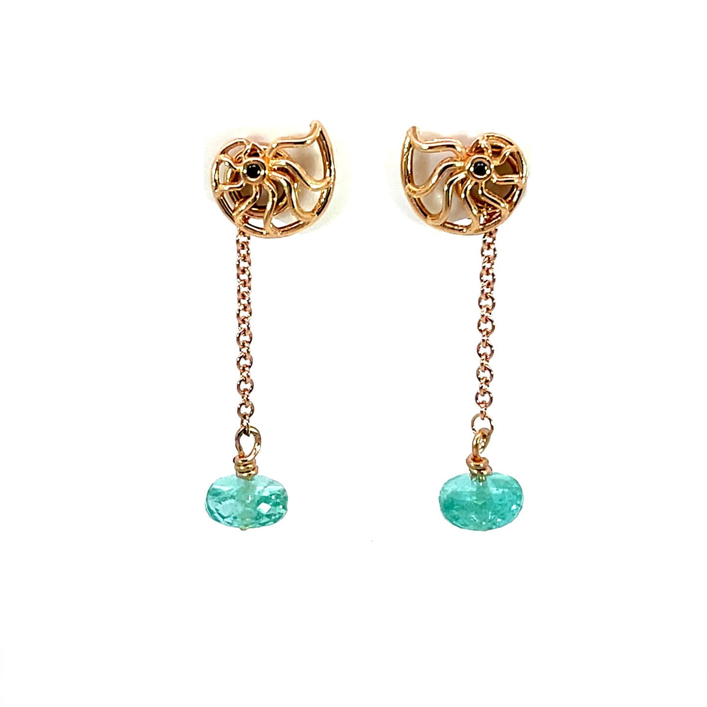 18k Rose Gold Afghan Tourmaline Dangle Earring Jackets