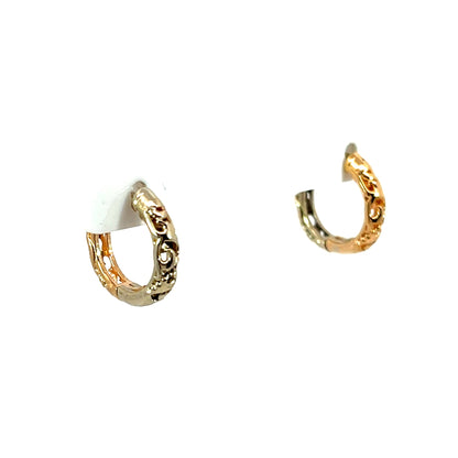 18k White and Rose Gold Reversible Scroll Style Hoops