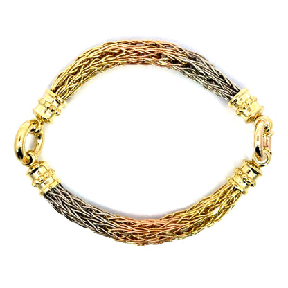18k Tri-color Gold Roman Chain Bracelet