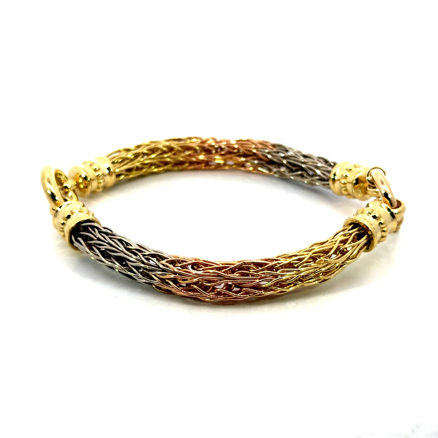 18k Tri-color Gold Roman Chain Bracelet