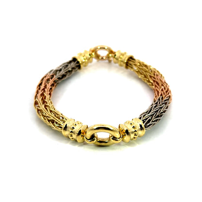 18k Tri-color Gold Roman Chain Bracelet