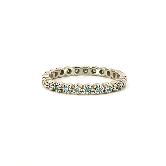 18k White Gold and Aqua Blue Diamond Anniversary Band