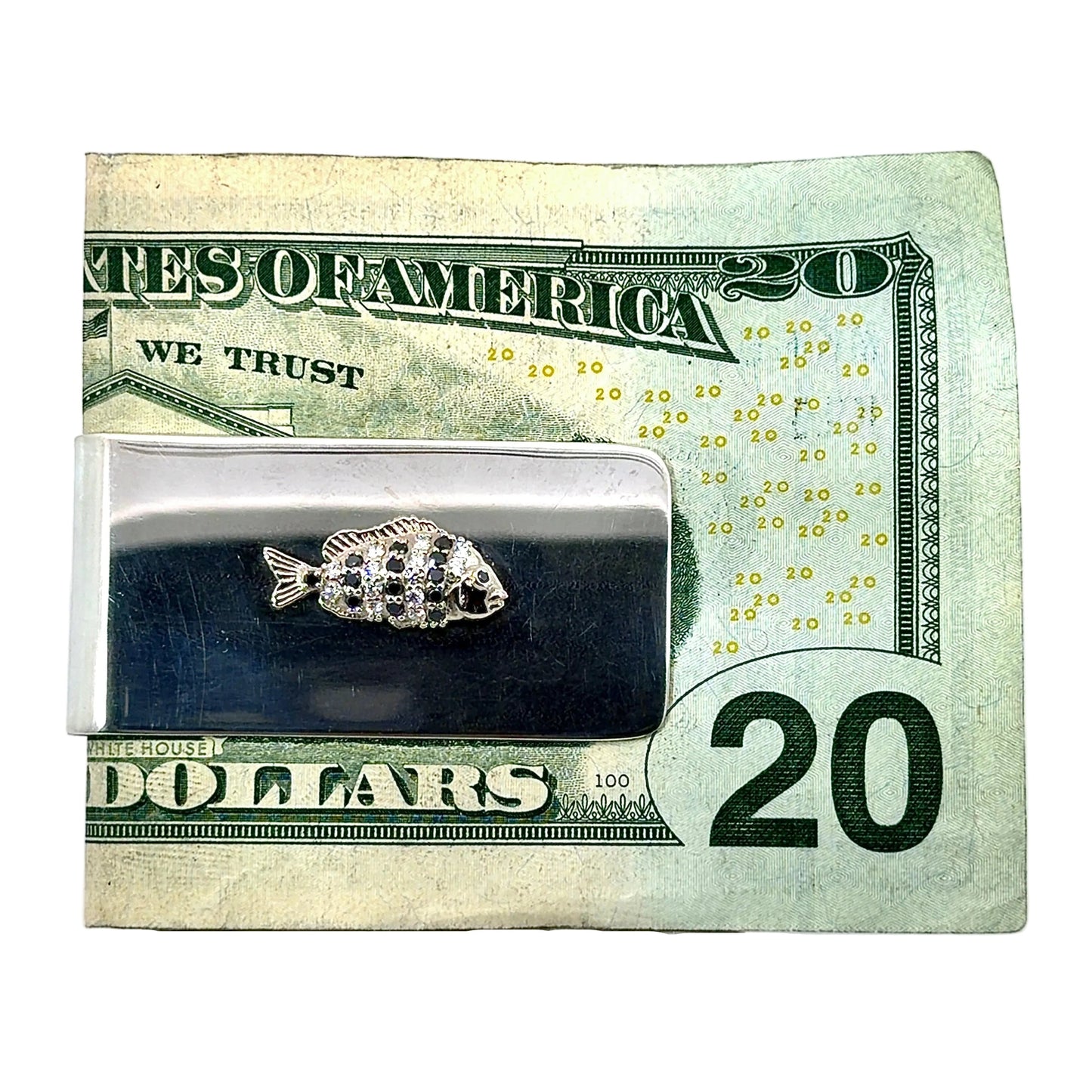 Sterling Silver and 18k White Gold Fish Money Clip