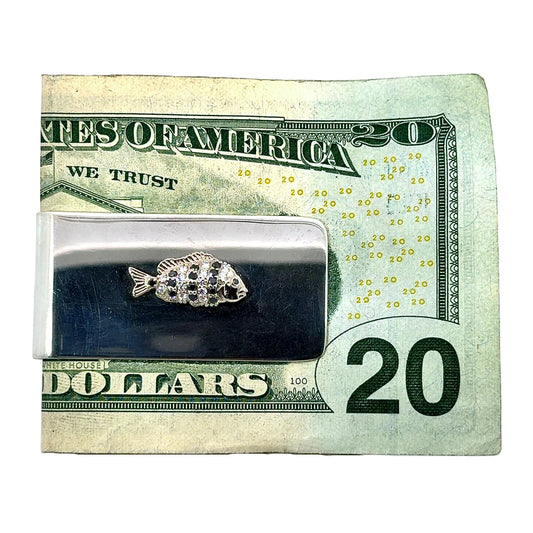Sterling Silver and 18k White Gold Fish Money Clip