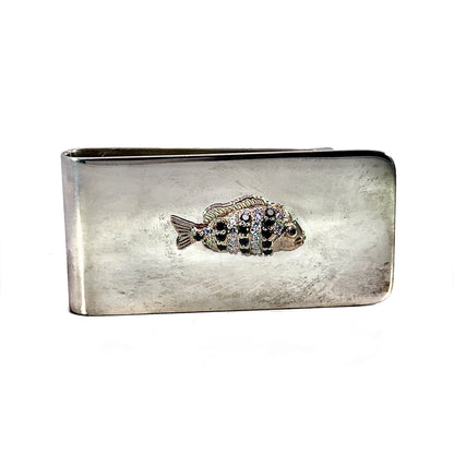 Sterling Silver and 18k White Gold Fish Money Clip