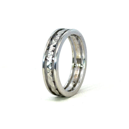 18k White Gold Hammered Ring