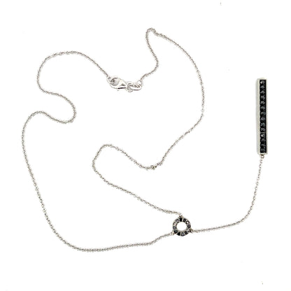18k White Gold Black Diamond Lariat Necklace