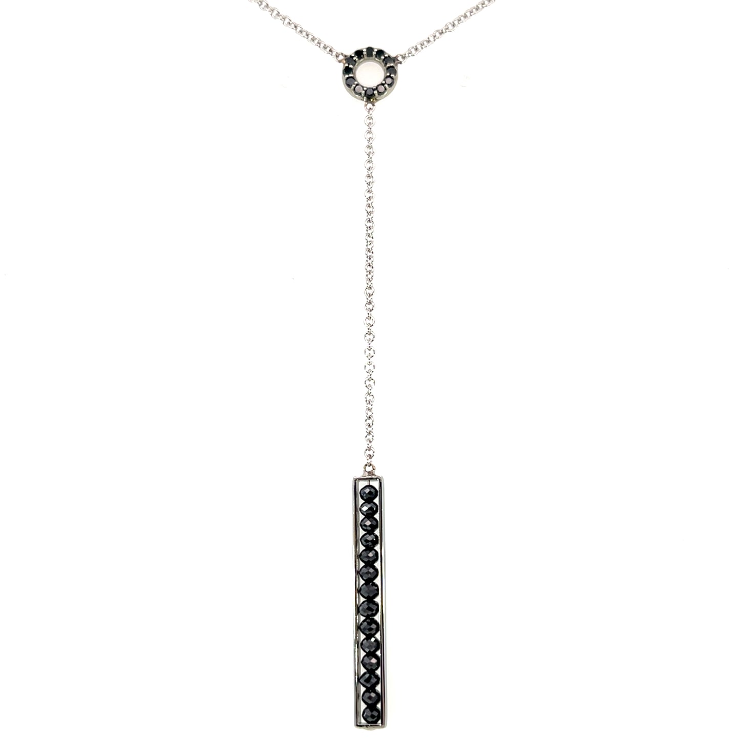 18k White Gold Black Diamond Lariat Necklace