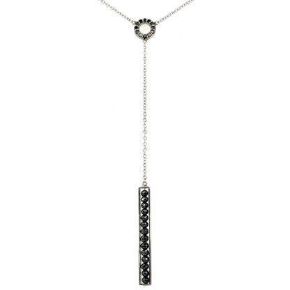 18k White Gold Black Diamond Lariat Necklace