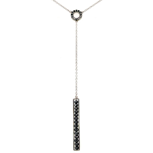 18k White Gold Black Diamond Lariat Necklace