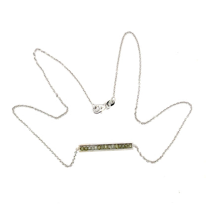 18k White Gold Grey Diamond Bar Necklace