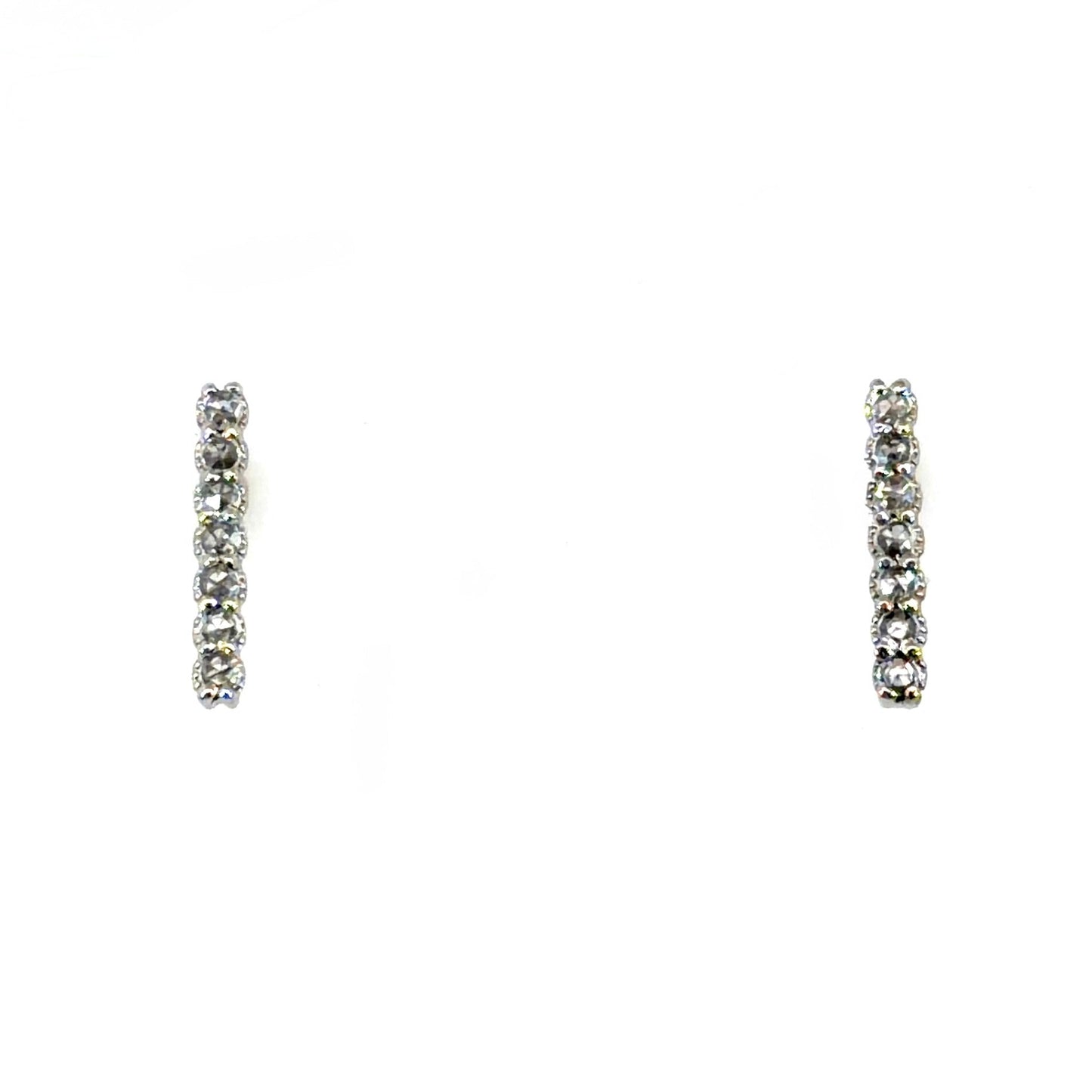 18k White Gold Rose Cut Bar Studs