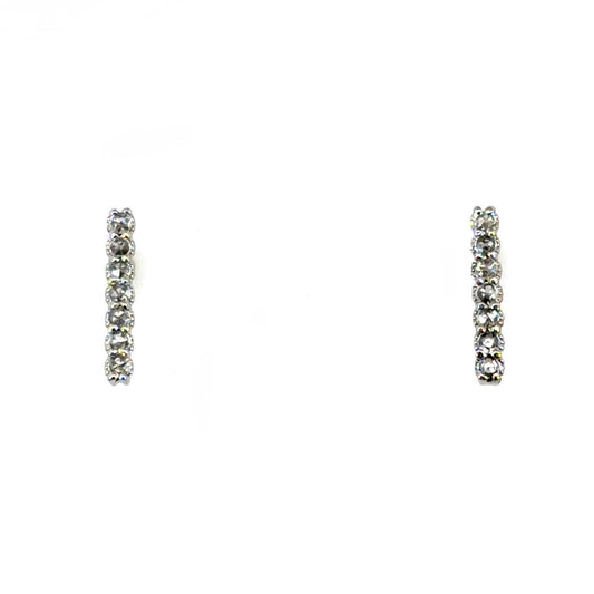 18k White Gold Rose Cut Bar Studs