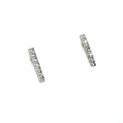 18k White Gold Rose Cut Bar Studs