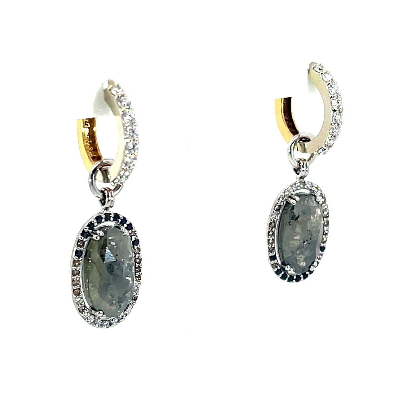 18k White Gold Rose Cut Diamond Halo Earring Jackets