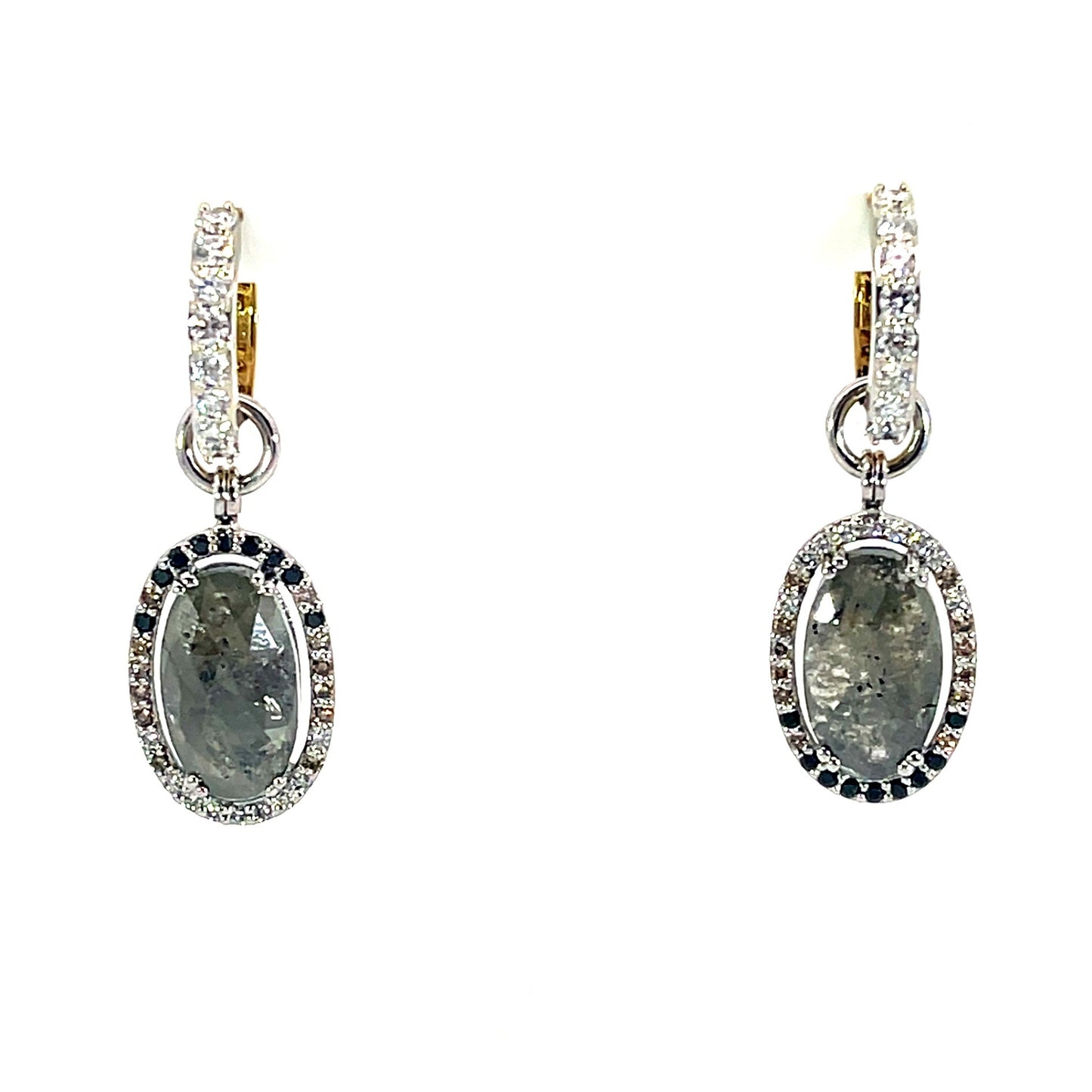 18k White Gold Rose Cut Diamond Halo Earring Jackets
