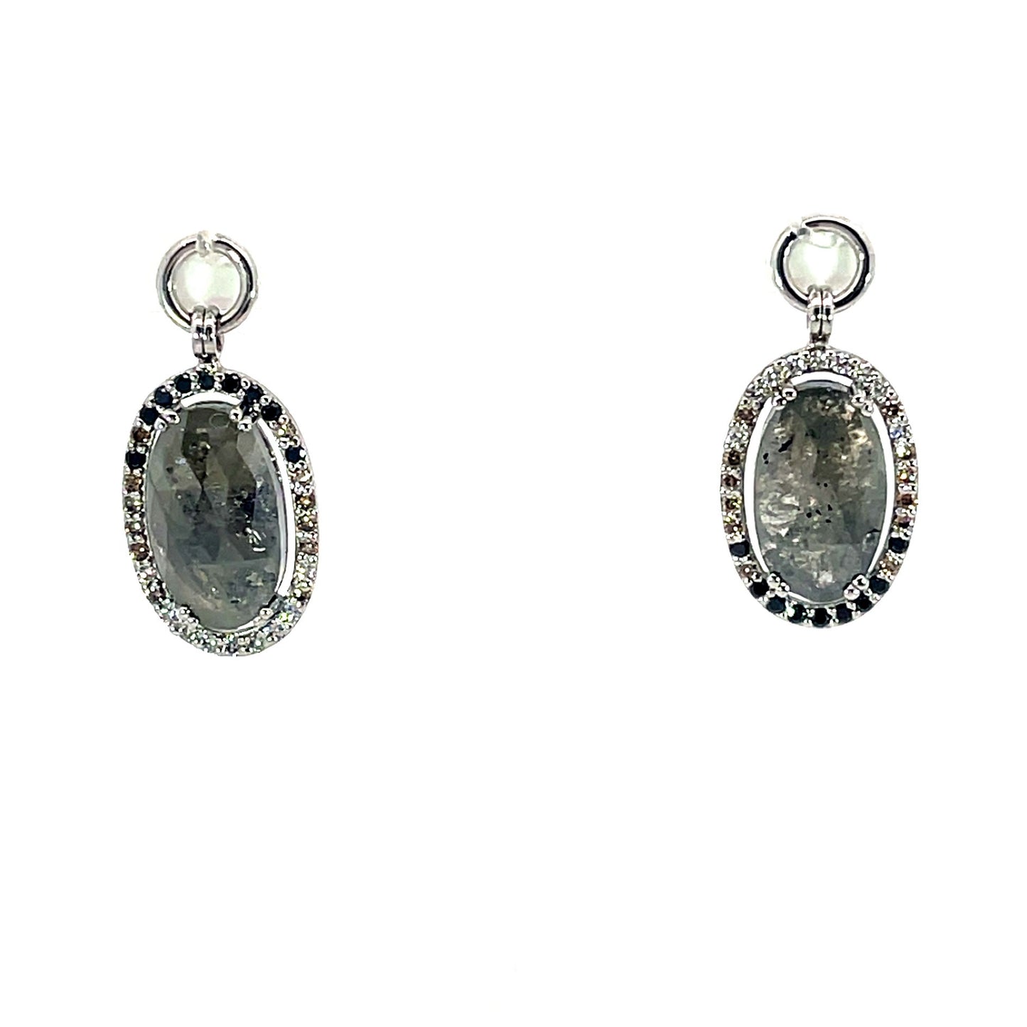 18k White Gold Rose Cut Diamond Halo Earring Jackets