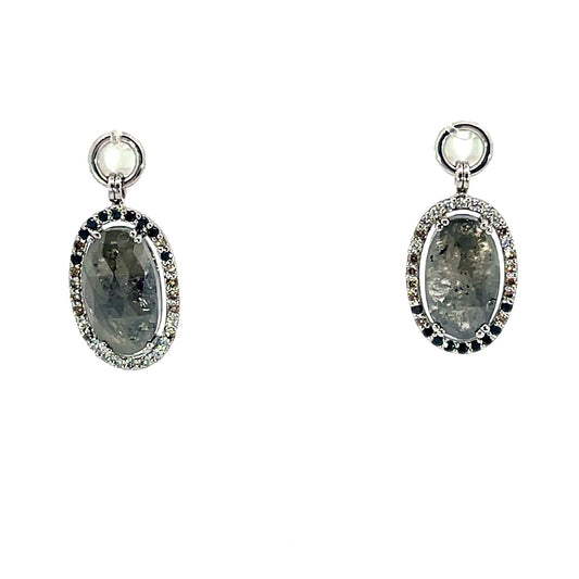 18k White Gold Rose Cut Diamond Halo Earring Jackets
