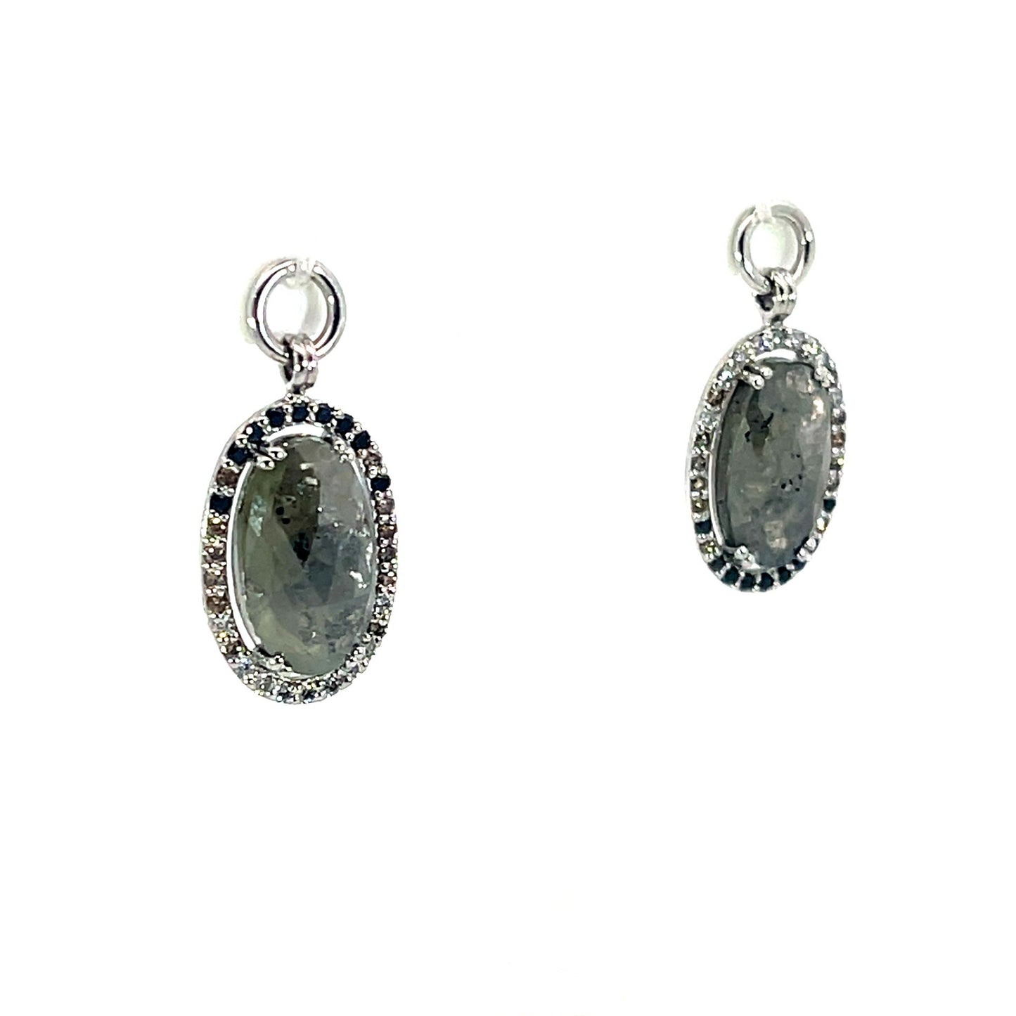 18k White Gold Rose Cut Diamond Halo Earring Jackets
