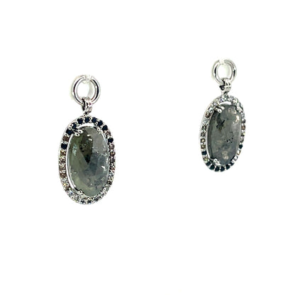 18k White Gold Rose Cut Diamond Halo Earring Jackets