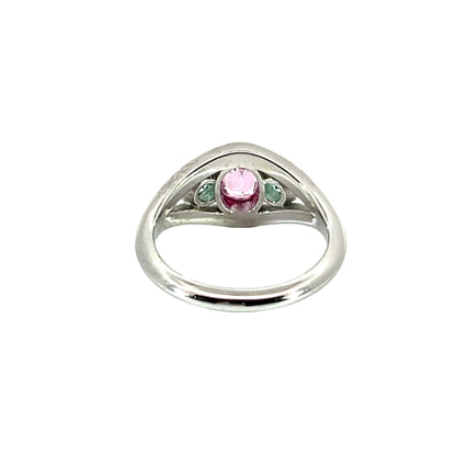 18k White Gold Padparadscha Sapphire and Tourmaline Ring